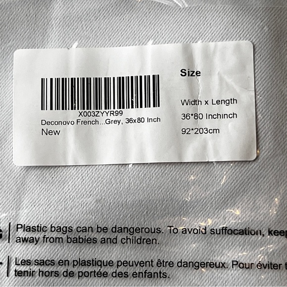 Deconovo Total Blackout Curtains Sun Blocking Drapes Gray Panel 36" x 80" - Picture 3 of 3